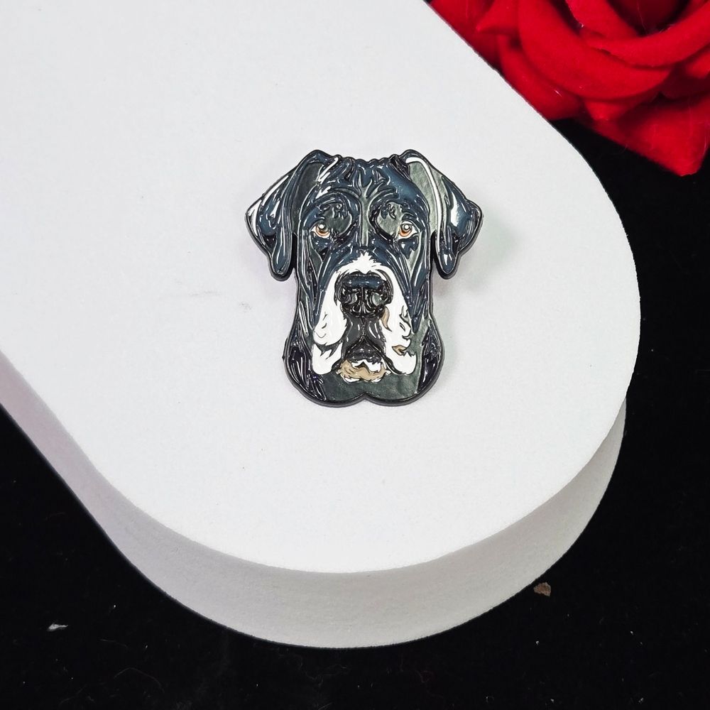English Mastiff / Great Dane Lapel Pin – Big Black Dog Enamel Brooch Pet Owner